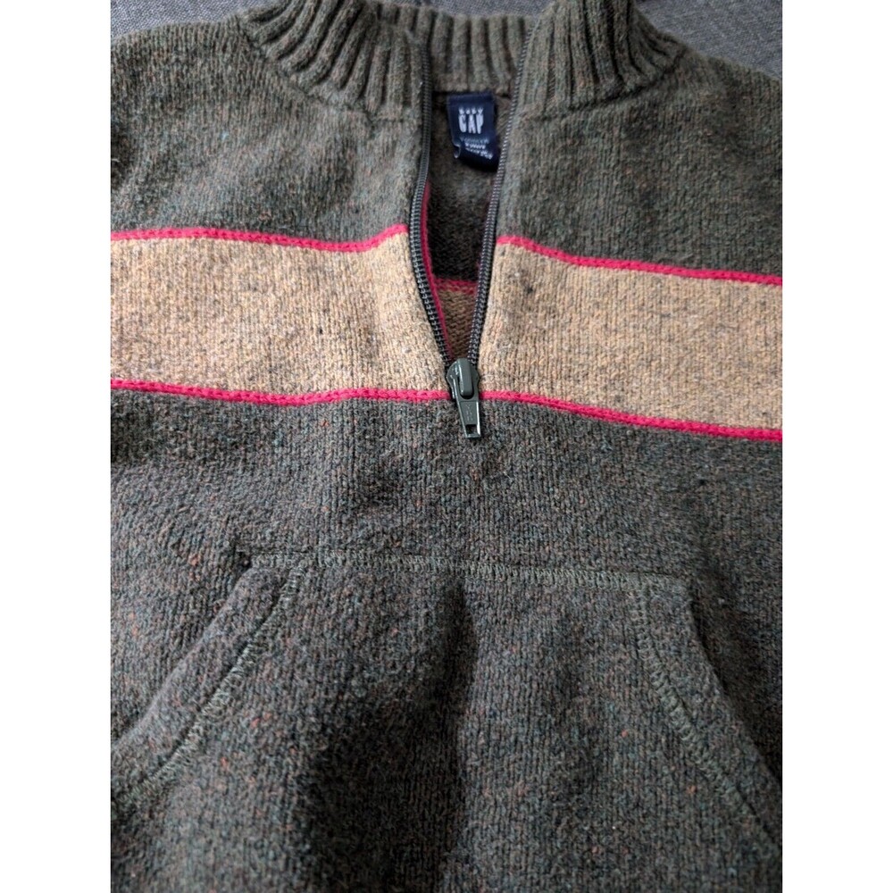 Baby GAP Toddler Half Zip Sweater Wool Blend Olive Green Size 3T Toddler